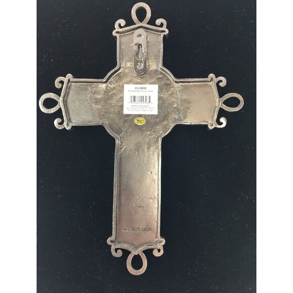 Spiritual Harvest Ornamental Cross Silver Metal Wall Hanging Decor 10'' NEW - Picture 5 of 8